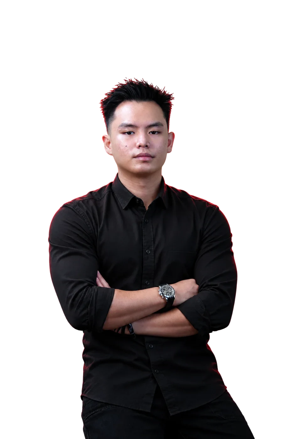 Mokz, Executive Director of Double A, arms crossed in a black shirt